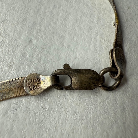 Vintage Marked 925 Sterling Silver Thick Heavy Flat Snake Chain MADE IN ITALY - Picture 4 of 6